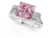 Princess Cut Three Stone Engagement Ring Setting for a Fancy Pink Lab-Grown Diamond | Braided Band | White Gold