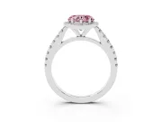 Heart-Shaped Halo Pavé Engagement Ring Setting for a Fancy Pink Lab-Grown Diamond | Platinum