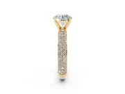Round Pavé Solitaire Engagement Ring Setting | Domed Pavé Band | Yellow Gold