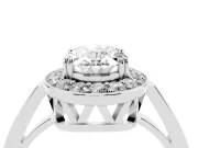Oval Halo Engagement Ring Setting | Polished Halo Rim | Sterling Silver