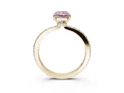 Radiant Cut Hidden Halo Engagement Ring Setting for a Fancy Pink Lab-Grown Diamond | Pavé Band | Yellow Gold