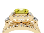Asscher Cut Halo Engagement Ring Setting for a Fancy Yellow Lab-Grown Diamond | Yellow Gold - Design NV-24766