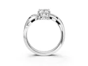 Oval Bypass Solitaire Engagement Ring Setting | Pavé and Plain Strands | Sterling Silver