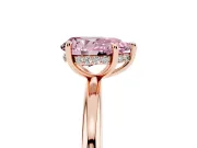 Fancy Pink Pear Cut Diamond Solitaire Ring Set in Rose gold with Thin Band and Prong Setting