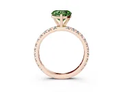 Fancy Green Heart Cut Diamond Pavé Solitaire Ring Set in Rose gold with Round Band and Prong Setting