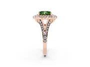 Radiant Cut Halo Split Shank Engagement Ring Setting for a Fancy Green Lab-Grown Diamond | Pavé Strands | Rose Gold