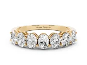 Oval Diamond Eternity Band Set in Yellow gold with Shared Prongs