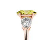 Oval Three-Stone Ring Setting for a Fancy Yellow Lab-Grown Diamond | Pear Side Stones | Rose Gold