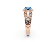 Round Halo Engagement Ring Setting for a Fancy Blue Lab-Grown Diamond | Split Shank | Rose Gold