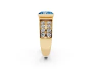 Radiant Cut Half Bezel Engagement Ring Setting for a Fancy Blue Lab-Grown Diamond | Channel Band | Yellow Gold