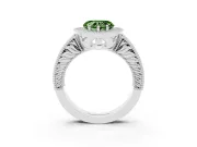 Heart-Shaped Halo Engagement Ring Setting for a Fancy Green Lab-Grown Diamond | Platinum