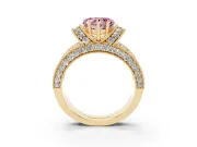 Heart-Shaped Vintage Pave Engagement Ring Setting for a Fancy Pink Lab-Grown Diamond | Milgrain Edges | Yellow Gold