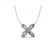 Marquise Lab-Grown Diamond Four-Petal Flower Pendant Necklace | V-Prong Tips | Rose Gold