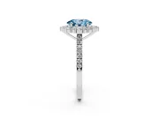 Oval Scalloped Halo Engagement Ring Setting for a Fancy Blue Lab-Grown Diamond | Single Row Pave | Sterling Silver