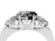 Fancy Black Heart Cut Diamond Three-Stone Ring Set in White gold with Bold Center and Classic Band