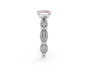 Radiant Cut Vintage Engagement Ring Setting for a Fancy Pink Lab-Grown Diamond | Graduated Stations | Sterling Silver