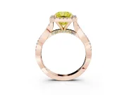 Radiant Cut Twist Halo Engagement Ring Setting for a Fancy Yellow Lab-Grown Diamond | Rose Gold