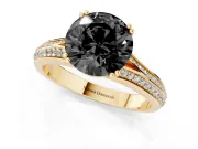 Round Pavé Split Shank Engagement Ring Setting for a Black Center | Double Claw Prongs | Yellow Gold