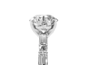 Round Baguette Side Stone Engagement Ring Setting | Alternating Accents | Platinum