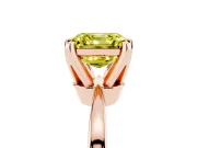 Fancy Yellow Asscher Cut Diamond Solitaire Engagement Ring Set in Rose gold with Slim Tapered Solitaire Band