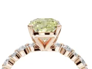 Cushion Cut Pavé Engagement Ring Setting for a Fancy Yellow Lab-Grown Diamond | Alternating Accents | Rose Gold