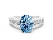 Oval Channel Set Engagement Ring Setting for a Fancy Blue Lab-Grown Diamond | White Gold