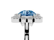 Round Milgrain Cluster Halo Engagement Ring Setting for a Fancy Blue Lab-Grown Diamond | Plain Band | Platinum