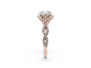 Cushion Cut Milgrain Halo Engagement Ring Setting | Graduated Shoulders | Rose Gold