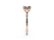Fancy Black Asscher Cut Diamond Brilliant Solitaire Ring Set in Rose gold with Pavé Band and Prong Setting