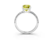 Princess Cut Three Row Pave Engagement Ring Setting for a Fancy Yellow Lab-Grown Diamond | Double Claws | White Gold