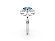 Oval Scalloped Cluster Halo Engagement Ring Setting for a Fancy Blue Lab-Grown Diamond | Plain Band | Platinum