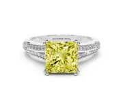 Princess Cut Split Shank Engagement Ring Setting for a Fancy Yellow Lab-Grown Diamond | Pave Band | Platinum