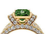 Princess Cut Vintage Pave Engagement Ring Setting for a Fancy Green Lab-Grown Diamond | Milgrain Edges | Yellow Gold
