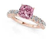 Cushion Cut Shared Prong Engagement Ring Setting for a Fancy Pink Lab-Grown Diamond | Rose Gold