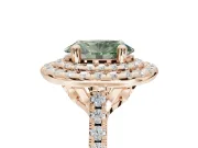Fancy Green Oval Lab-Grown Diamond Double Halo Statement Ring Set in Rose Gold with Pavé Band