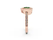 Heart-Shaped Double Milgrain Halo Engagement Ring Setting for a Fancy Green Lab-Grown Diamond | Pave Band | Rose Gold