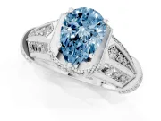 Pear-Shaped Vintage Milgrain Engagement Ring Setting for a Fancy Blue Lab-Grown Diamond | Hidden Halo | White Gold