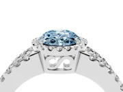 Oval Halo Split Shank Engagement Ring Setting for a Fancy Blue Lab-Grown Diamond | Sterling Silver