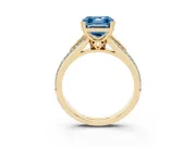 Asscher Cut Split Shank Engagement Ring Setting for a Fancy Blue Lab-Grown Diamond | Pave Band | Yellow Gold