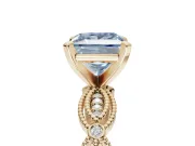 Princess Cut Vintage Engagement Ring Setting for a Fancy Blue Lab-Grown Diamond | Graduated Stations | Yellow Gold
