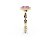 Radiant Cut Twist Halo Engagement Ring Setting for a Fancy Pink Lab-Grown Diamond | Yellow Gold