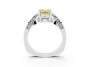 Oval Bypass Solitaire Engagement Ring Setting for a Fancy Yellow Lab-Grown Diamond | Pavé Ribbon | Sterling Silver