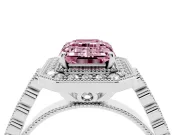 Emerald Cut Graduated Milgrain Halo Engagement Ring Setting for a Fancy Pink Lab-Grown Diamond | Platinum