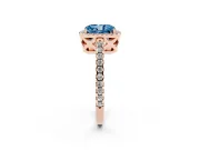 Radiant Cut Pave Halo Engagement Ring Setting for a Fancy Blue Lab-Grown Diamond | Rose Gold