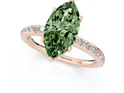 Marquise Hidden Halo Engagement Ring Setting for a Fancy Green Lab-Grown Diamond | Rose Gold