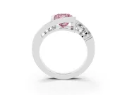 Fancy Pink Princess Cut Diamond Bezel Bypass Ring Set in White gold with Round Accents