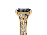Emerald Cut Split Shank Engagement Ring Setting for a Black Center | Pavé Band | Yellow Gold