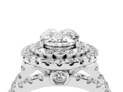 Oval Double Halo Split Shank Engagement Ring Setting | Pave Strands | Platinum
