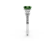 Fancy Green Three-Stone Asscher Cut Diamond Pavé Band Ring Set in Platinum with Prong-Set Trio