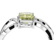 Emerald Cut Bypass Solitaire Engagement Ring Setting for a Fancy Yellow Lab-Grown Diamond | Sterling Silver